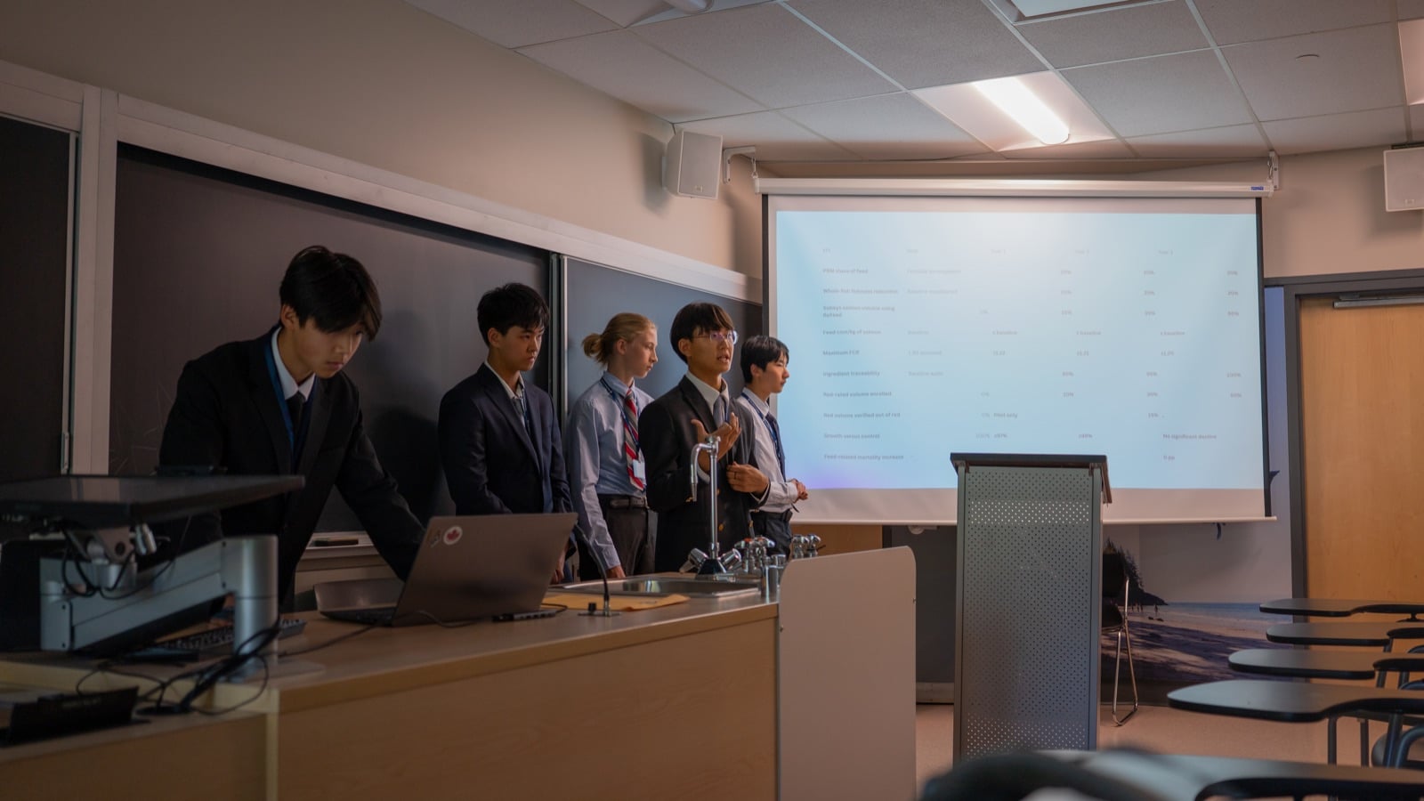 A student team presenting its analysis at Velocity Case Competition